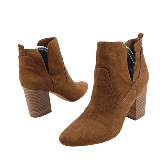 Steve Madden Narrate Block Heel Ankle Booties Faux Suede Brown Womens Size 11M - Picture 1 of 8